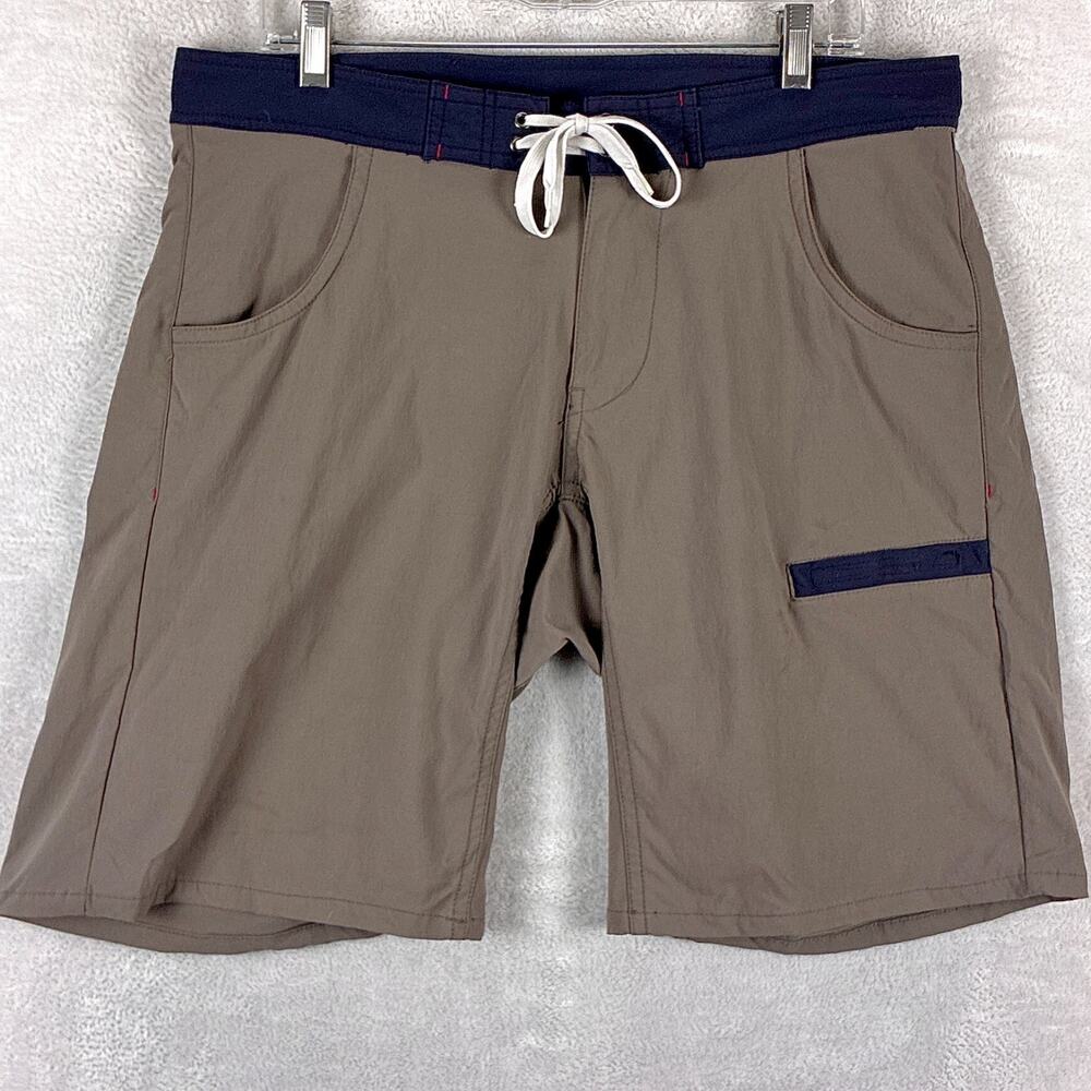 Kavu Shorts Mens L Brown UpToNoGood Nylon Preppy Outdoors Summer Surf Hiking